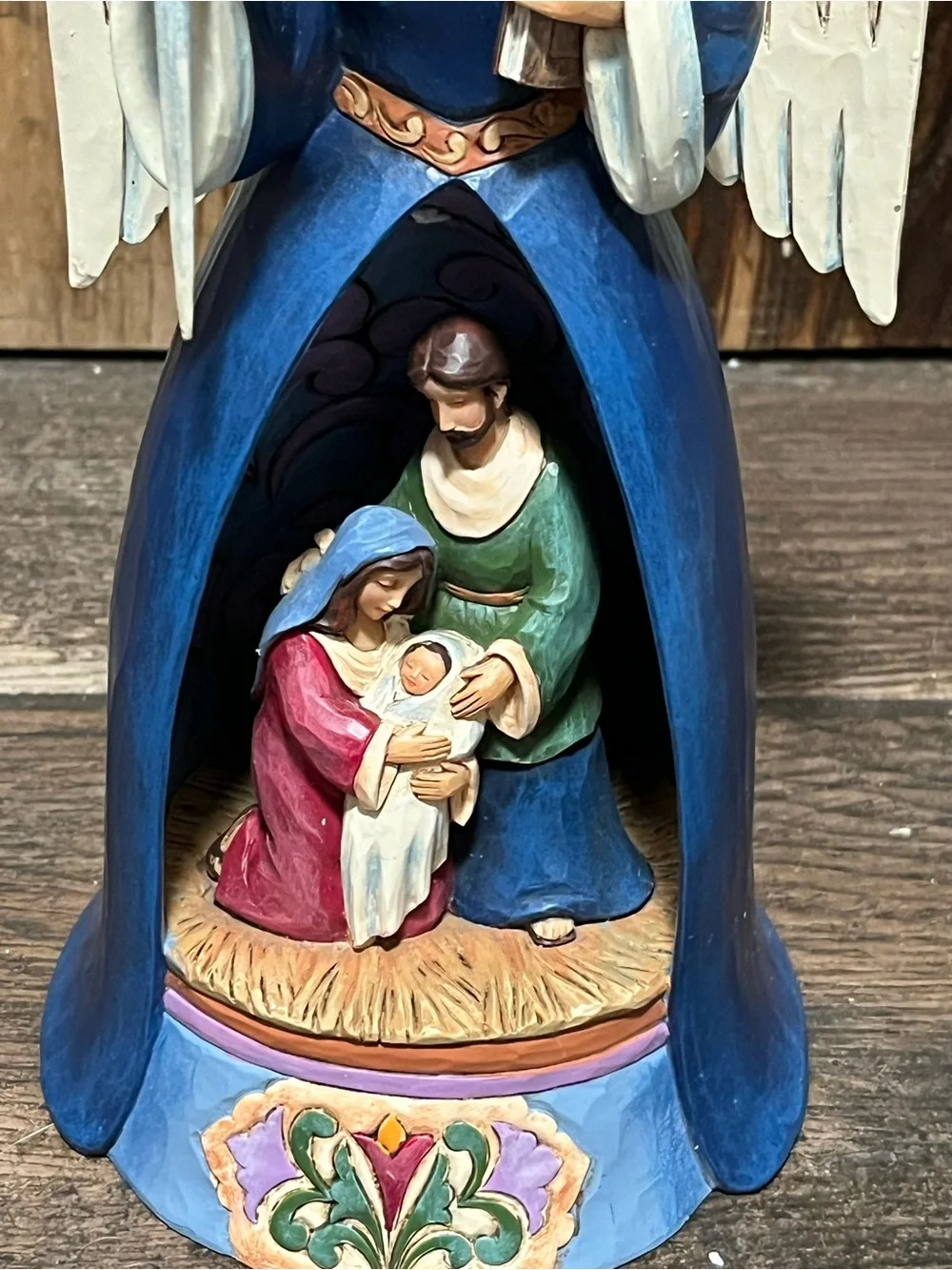 Jim Shore Blue Angel Nativity Figurine with White Wings and Multicolor Accents